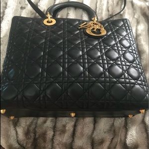 Authentic Dior lamb skin quilted large size bag